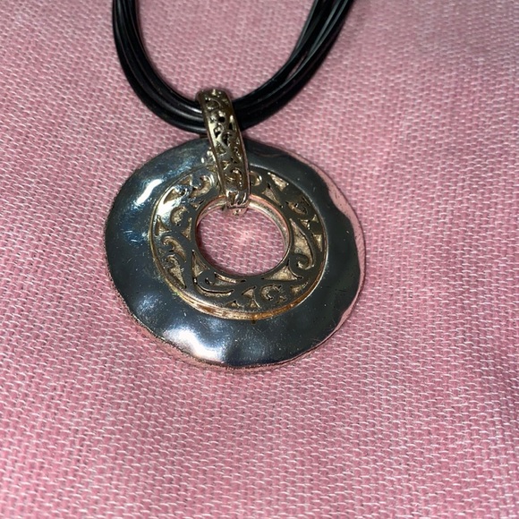 Black and Silver Engraved Necklace/Earring Set - Picture 2 of 3